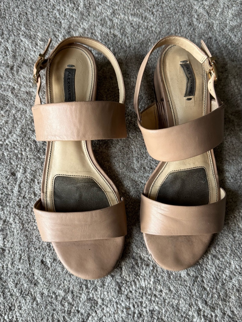 Alex Marie Women's Nude Leather Slingback Sandals, Size 9